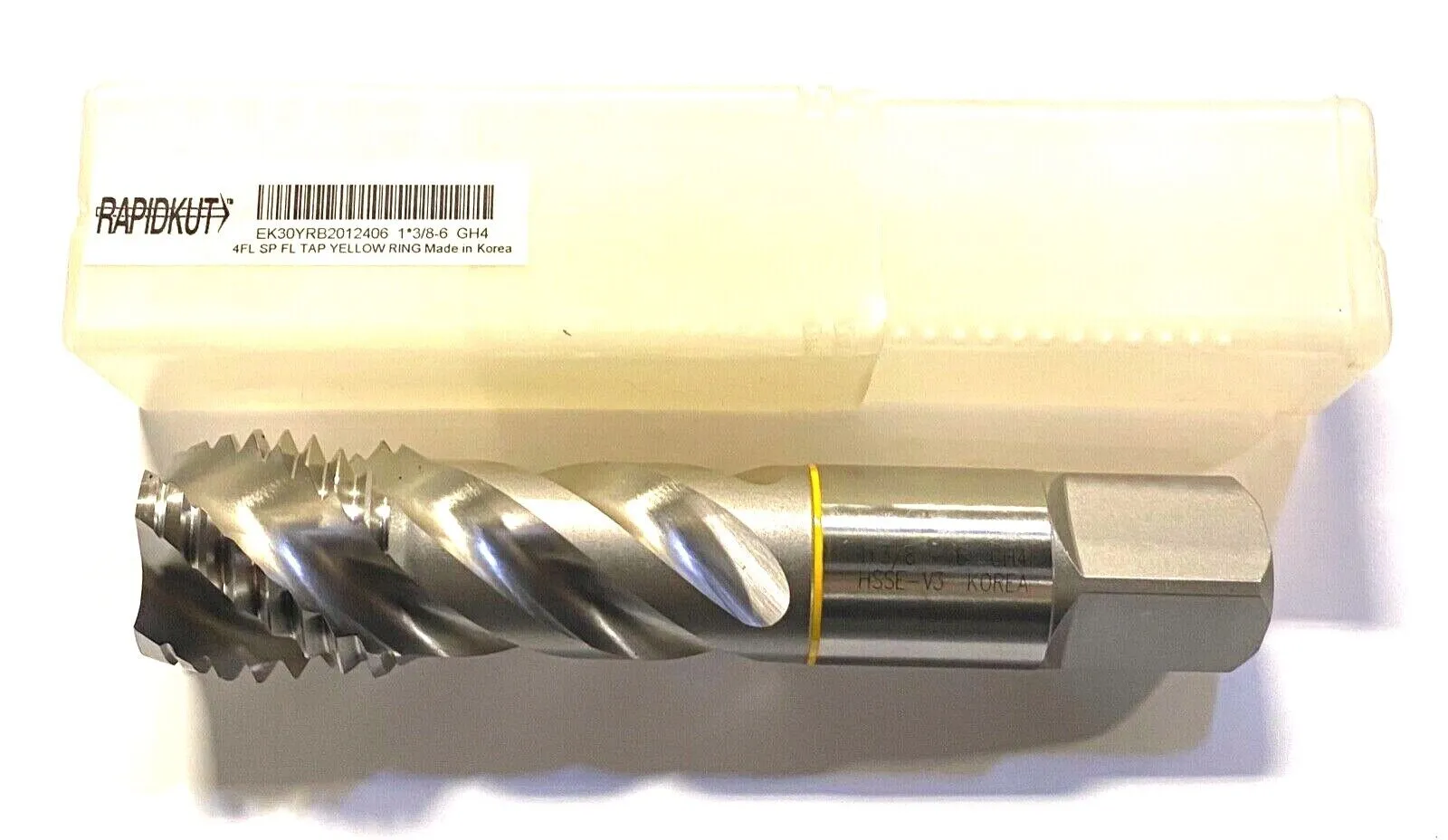Rapidkut 1-3/8"-6 Tap HSS Spiral Flute Yellow Band High Performance Tap H4