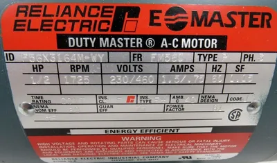 NEW RELIANCE ELECTRIC P56X3164M MOTOR 1/2 HP 1725 RPM 3 PHASE 460V P56X3164M-WY