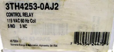 NEW SIEMENS 3TH4253-0AJ2 CONTROL RELAY 115 VAC 60HZ 3TH42530AJ2