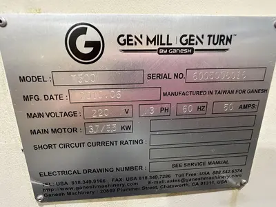 Used 2018 GANESH GEN MILL T500 Vertical Machining Centers Minnesota US | Source Machinery Sales #1300356