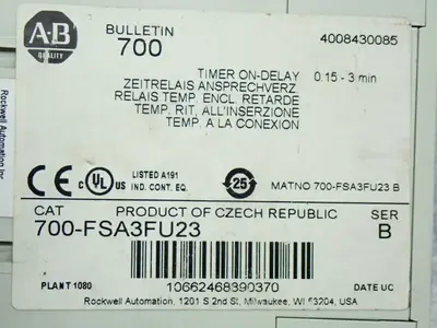 Used ALLEN BRADLEY 700FSA3FU23 Relays & Switches Ohio US | HGR 24 #1070401