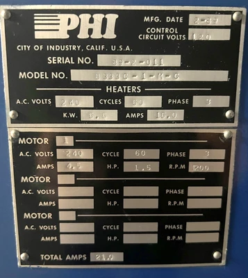 USED 1989 PHI PHI B333C-1-M-C PRESS