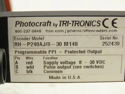 Tri Tronics RH-P240AJ/8-30M148 Photocraft Programmable Encoder 20PPI Datalogic