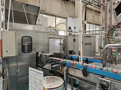 Complete Beverage Can Line with Sarcmi 20 Valve Can Filler / Comaco 4 Head Seamer
