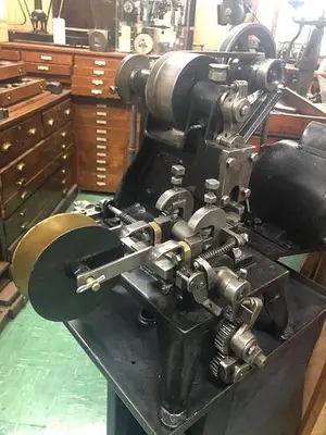 3398-385 Wm.H.Baker Antique Blanking Press with Mechanical Indexing Roll Feed – Circa 1890