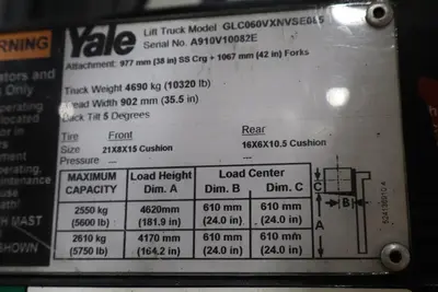 YALE GLC060VXNVSE085 FORK LIFT TRUCK | Levy Recovery Group (9)