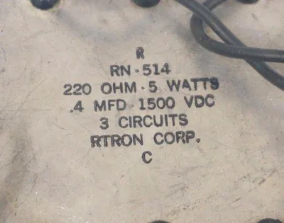 USED RTRON CORP. RN-514 RESISTOR 220 OHM 1500VDC