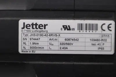 Jetter JH3-0190-42-6RVS-X Servo Motor 3-Phase NEW UNIT STOCK H148