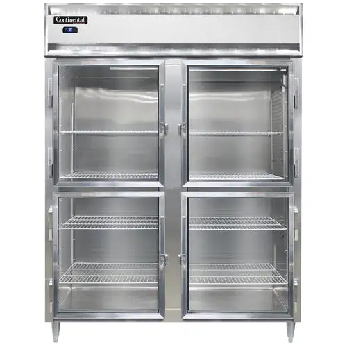 Continental D2RESNSAGDHD 57" Two Section Reach In Refrigerator, (4) Left/right Hinge Glass Doors, Top Compressor, 115v