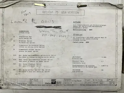 6" HIGH X 14" WIDE DIMTER  OPTICUT MODEL #S75 CROSS-CUT AUTOMATIC WOOD SAW, NEW 2003: STOCK #22923