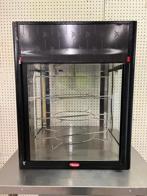 Used Hatco Used Hatco FSD-2 Two Door Heated Pizza Display Cabinet w/Circle Rack and Motor 120V Heated Cabinets & Displays Illinois US | Falcon Restaurant Supply #1375654