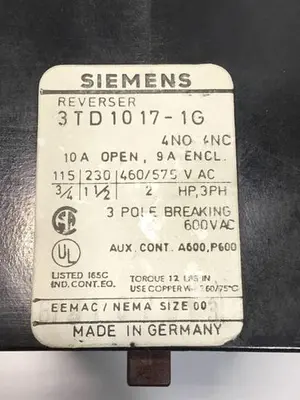 Used SIEMENS 3TD1017-1G PLC Contactors Michigan US | Ideal Machinery #1288814