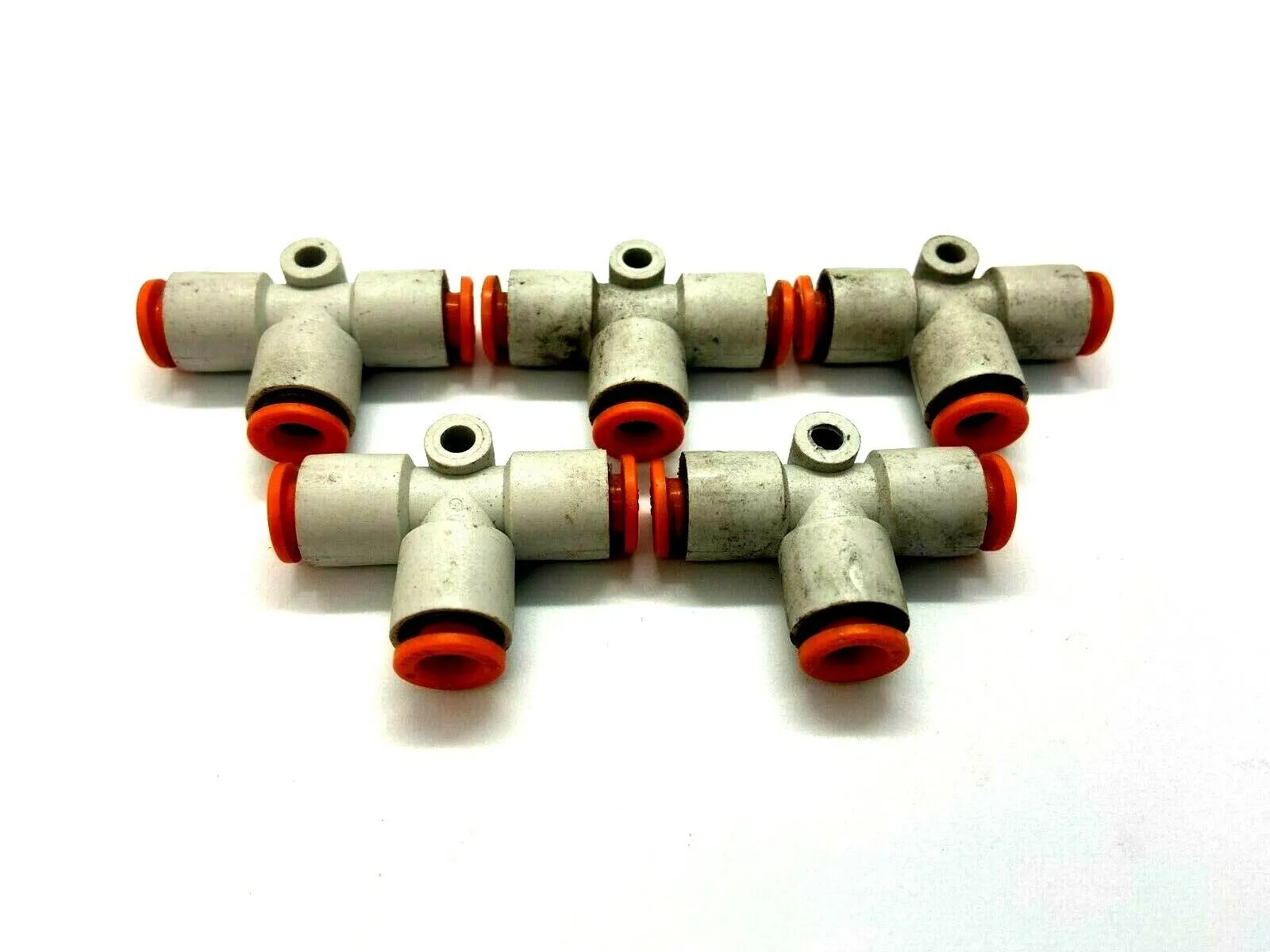 KQ2T07-00A | SMC  Union Tee 1/4" Push-to Connect Fitting LOT OF 5 - Used