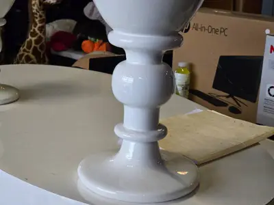 Lot of (1) Resin Decorative Floor Vase 11" x 40" (white)