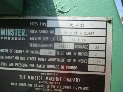 USED MINSTER B1-22