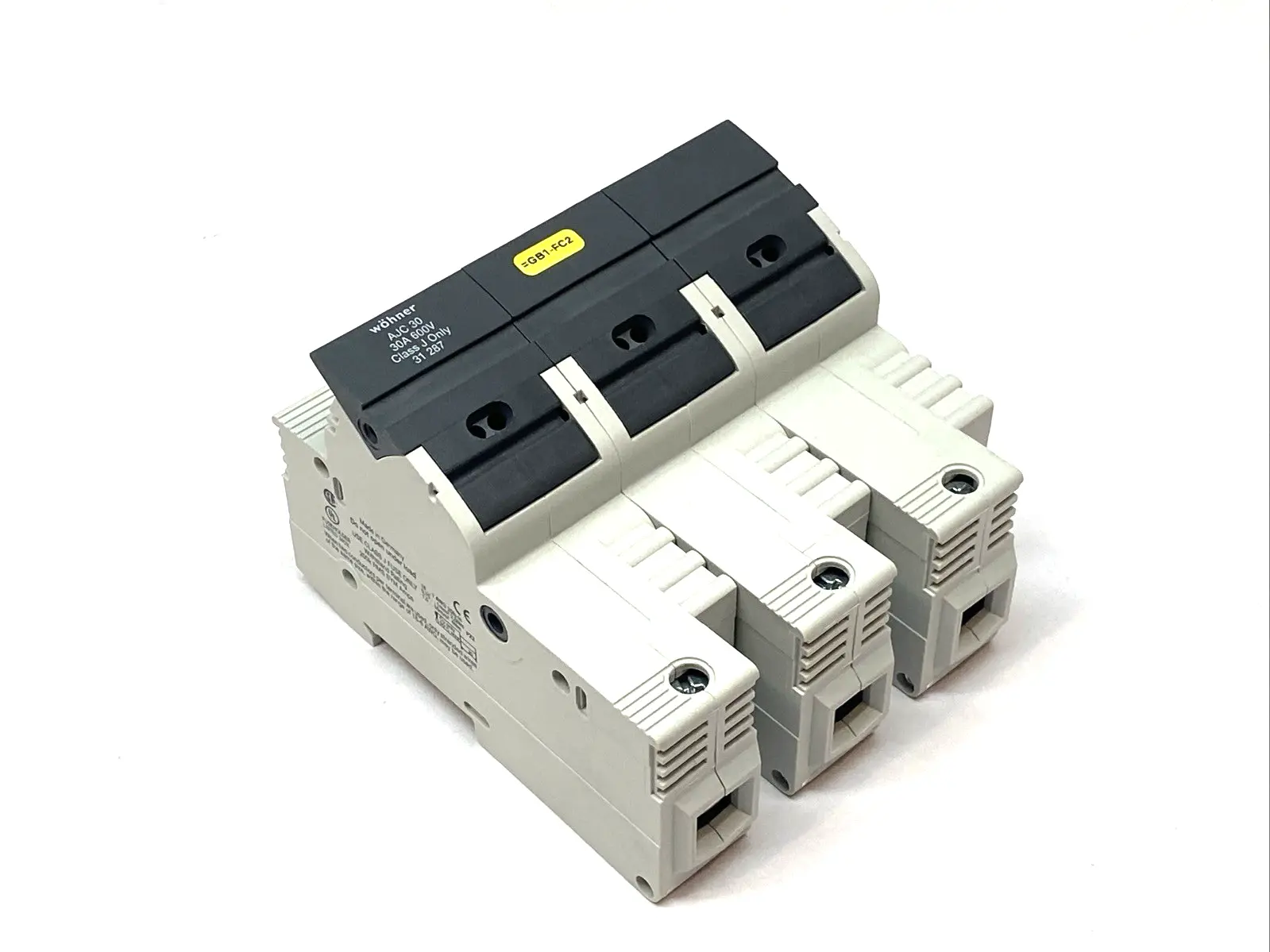 Used Wohner 3-Pole Fuse Holder Class J 30A 600V w/ 3x Bussman LPJ-4SP Fuses Fuse Accessories Michigan US | Maverick Industrial Sales #1389533