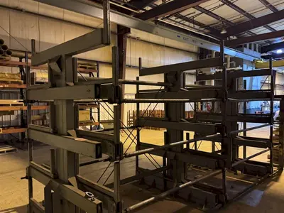 20' X 4 TIER STEEL STORAGE SYSTEM MODEL 4T-3G-30X12R-20' RETRACTABLE ARM STORAGE RACK: YOBRO #24445