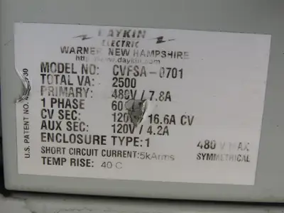 Daykin CVFSA-0701 2500VA Transformer 460HV  120LV