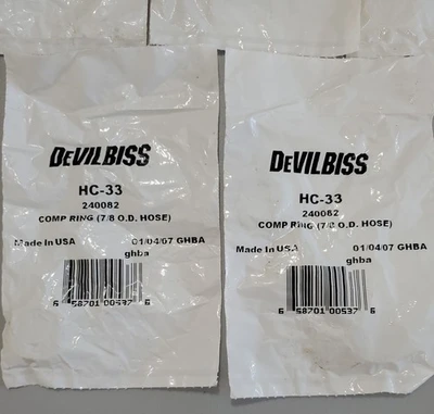*5 NEW SEALED*  Devilbiss HC-33 Compression Ring 7/8 O.D. Hose 240082 + Warranty