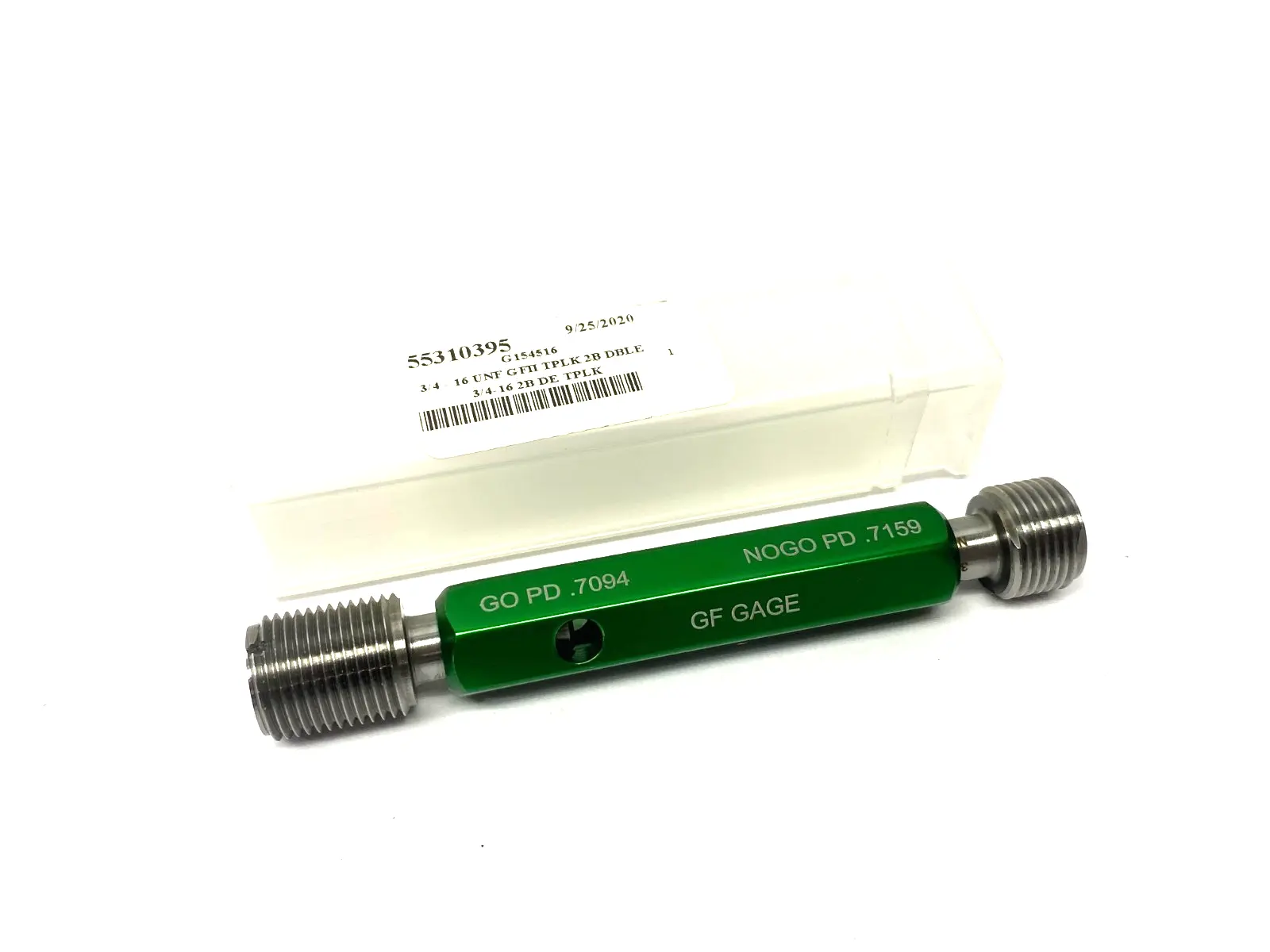 USED GF GAGE PLUG THREAD GAGE: 3/4-16 THREAD, 2B CLASS, DOUBLE END