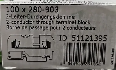 WAGO 280-903 Conductor Through Terminal Block. Box with 100. Loc 3E-47