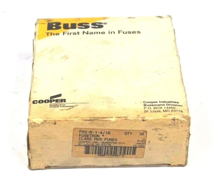 NEW BOX OF 10 BUSSMAN FRS-R-1-4/10 FUSES 600V