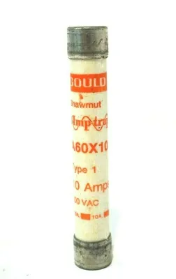 5 USED GOULD SHAWMUT A60X10 FUSES TYPE 1