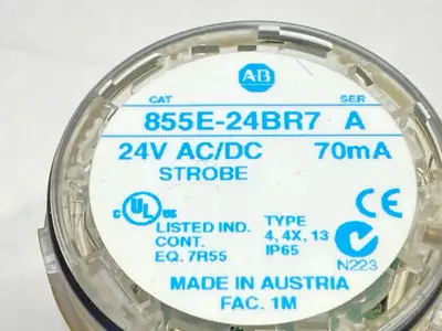 USED ALLEN-BRADLEY SER A STROBE STACK LIGHT CLEAR 50MM 70MA 24V