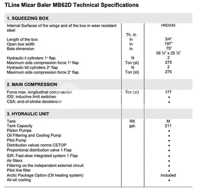 USED MIZAR MB62D TLINE CAR BALER