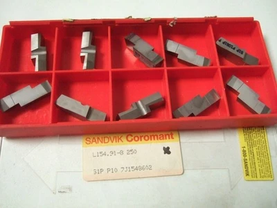10 Pcs SANDVIK Coromant L154 91 8 250 S1P P10 Carbide Insert Lathe Mill Grooving