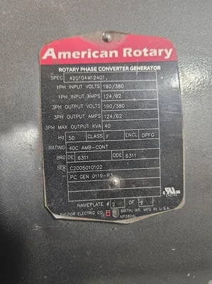 Used AMERICAN ROTARY ADX-40 Phase Converters Michigan US | Heavy Wall Consulting #1328059