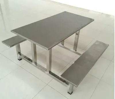 Stainless Steel Picnic Style Table w/ Bench Chair Seats