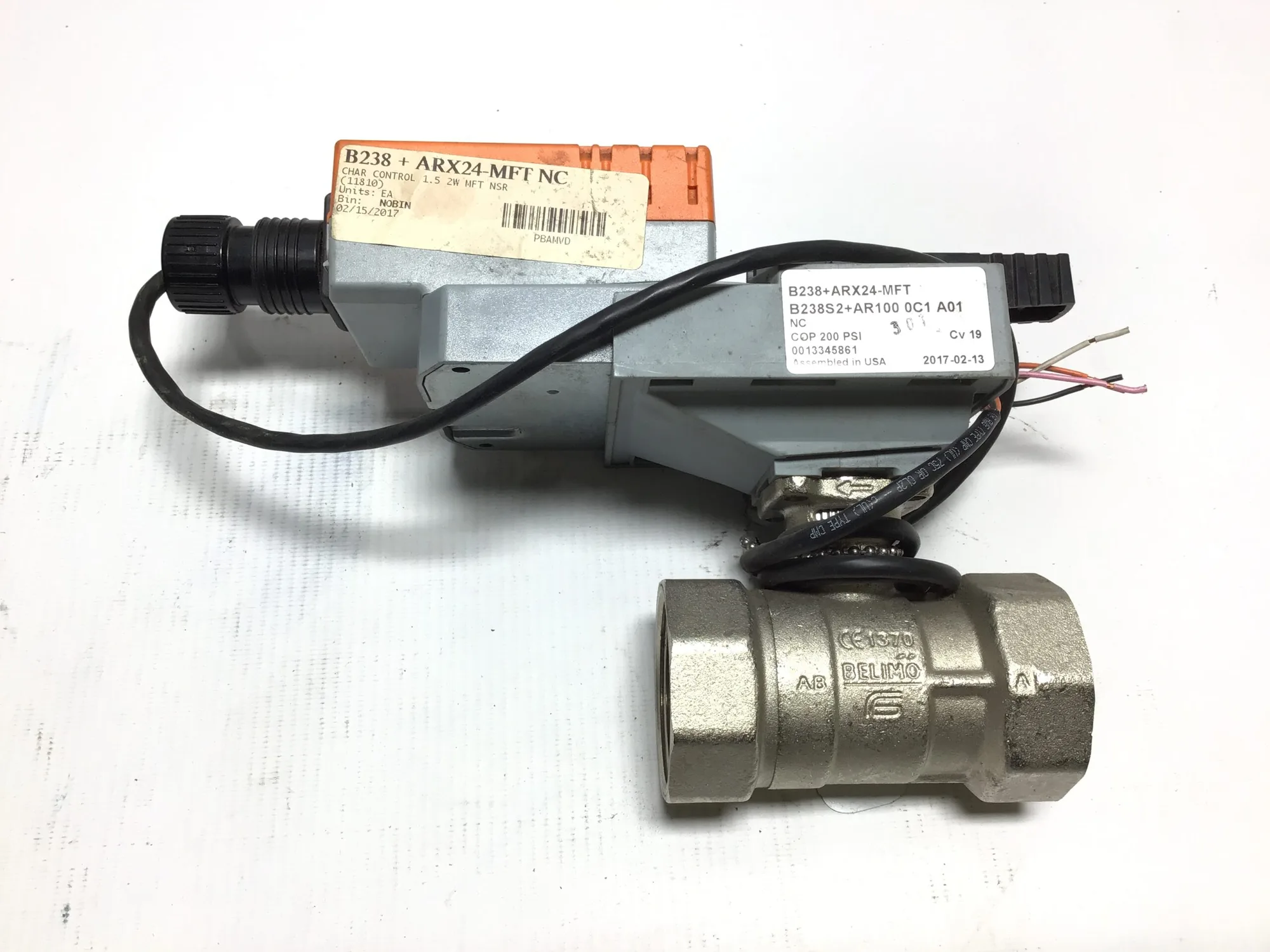 Belimo B238 + ARX24-MFT NC Stainless Control Valve with Actuator 24V AC/DC 50/60Hz