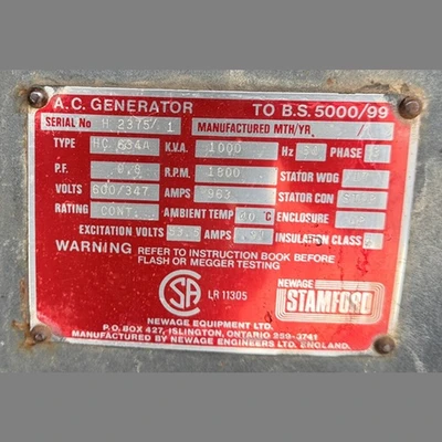 800kW Stamford Generator End