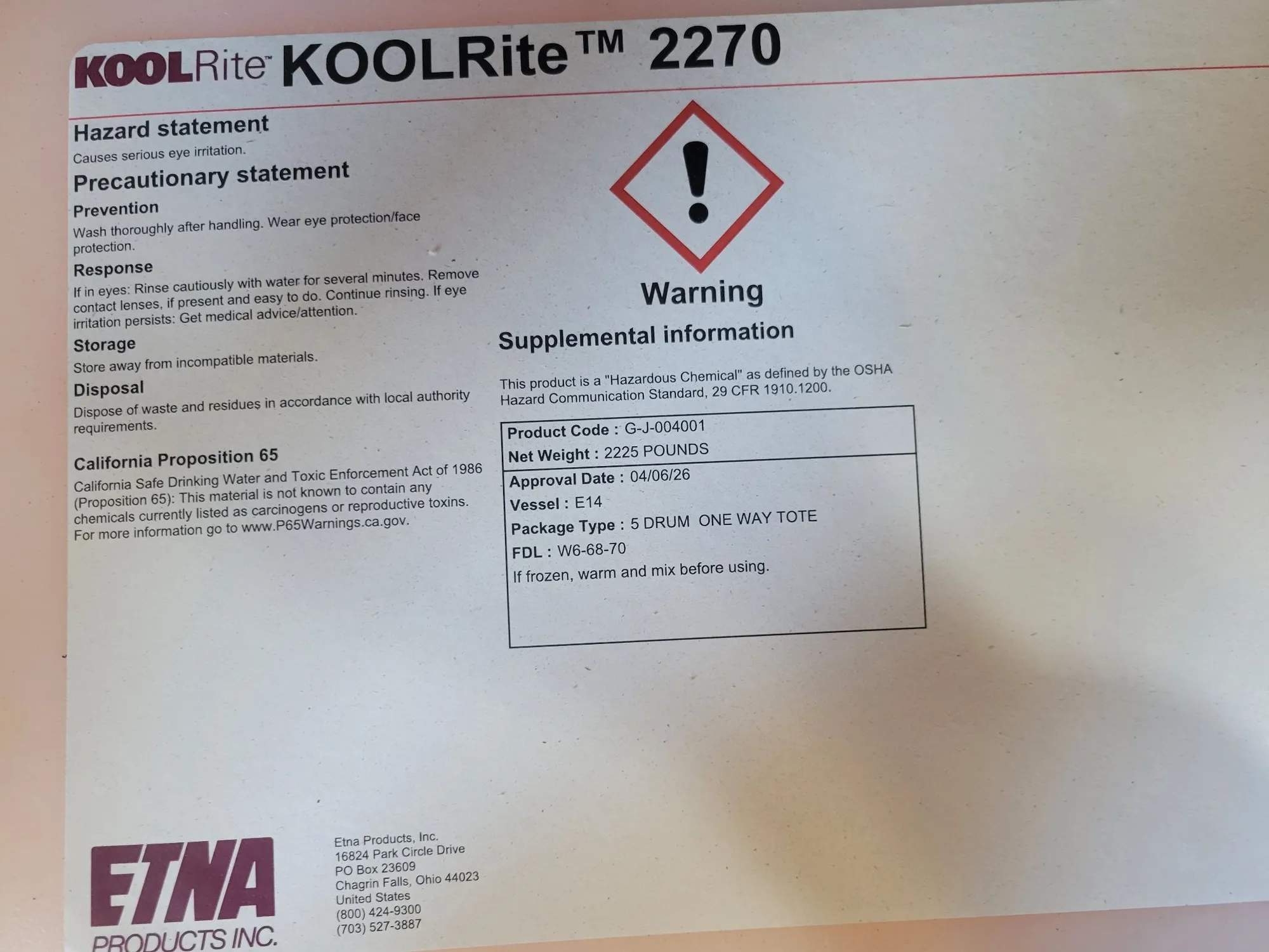 Used 2026 Etna 2270 Tote Chemicals, Fluids & Lubes Illinois US | Myers Technology Co., LLC #861207
