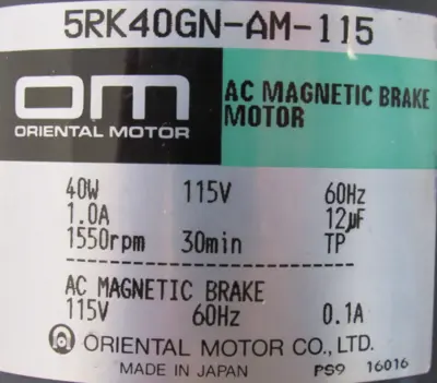 NEW ORIENTAL MOTOR 5RK40GN-AM-115 BRAKE MOTOR 115V 5RK40GNAM115