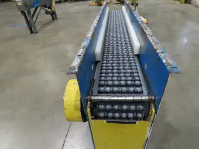 New London Engineering 8"x 5' 6" Plastic Roller Belt Accumulating Conveyor 30FPM