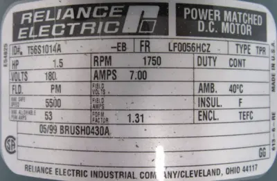 NEW RELIANCE ELECTRIC T56S1014A-EB DC MOTOR 1.5HP 1750RPM 180VDC T56S1014AEB