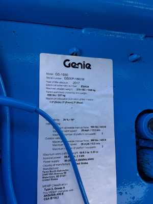 USED 2017 Genie GS-1930