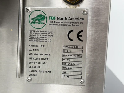 Used FBF Italia / FBF North America Homolab 2.50 Homogenizers Missouri US | BioLabTek #1356084