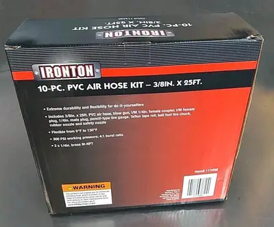 Ironton 10-PC. Pvc Air Hose Kit 3.8in. x 25Ft Loc4C38