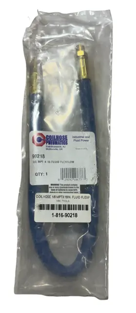 Coilhose 1/8" MPT x 18" Fluid FlexFlow Industrial Hose 90218