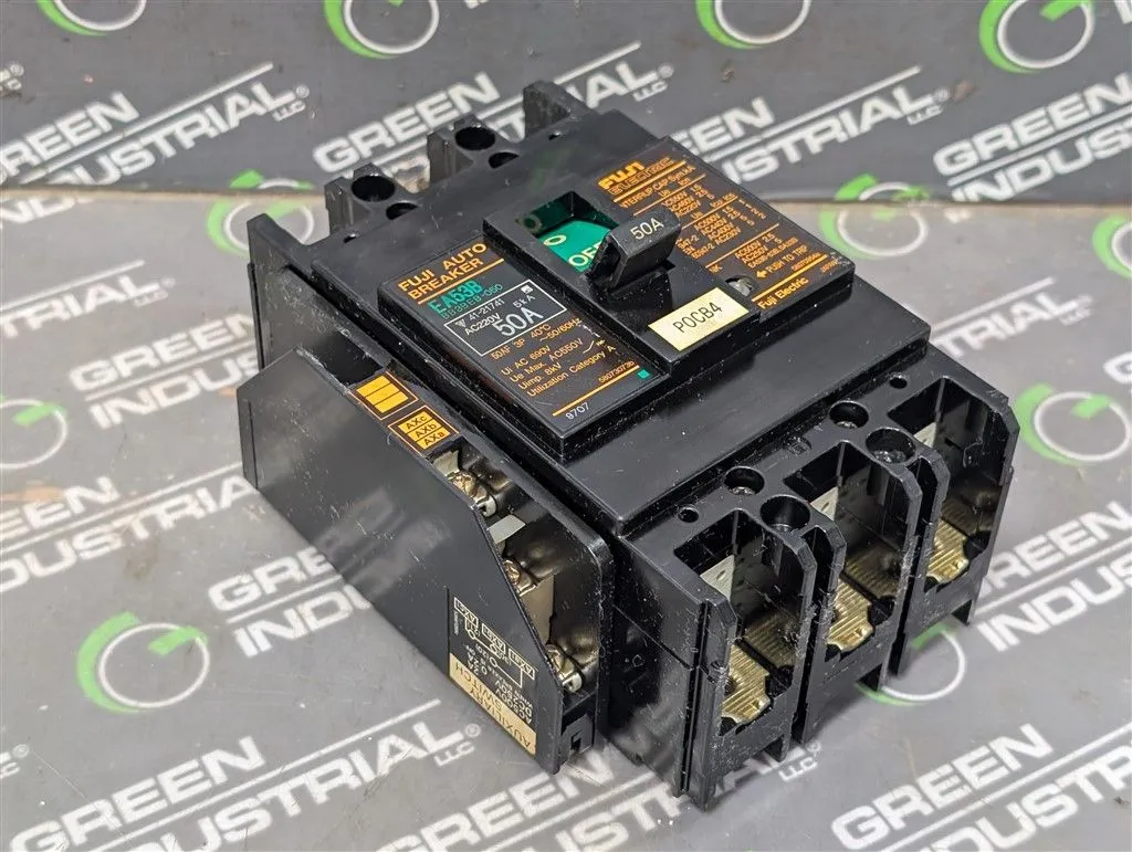 Fuji Electric EA53B Auto Breaker 50 Amps BB3BEB-050 Auxiliary Switch Used