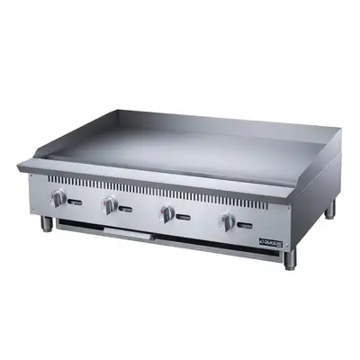 New | in-Stock Dukers New Dukers DCGMA48 48 in. W Flat Top Griddle with 4 Burners Commercial Flat Top Griddles Illinois US | Falcon Restaurant Supply #1376250