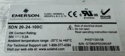 LOT OF 3 EMERSON SOLA SDN 20-24-100C POWER SUPPLIES 100-240V 5.6A 50/60HZ