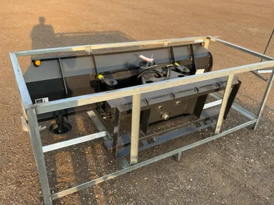 New JCT 84” Plow Blade Skid Steer Attachment, Universal Quick Attach, Hydraulic Angle, Spring Trip, ...