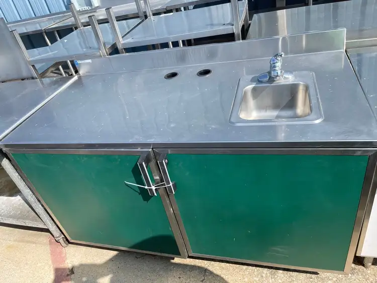 Used Falcon Restaurant Supply Used 60" Stainless 2 Door Cabinet with Sink - SS59 Dishtables Illinois US | Falcon Restaurant Supply #1376113