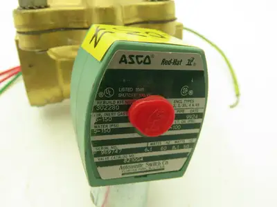 Asco 8210G4 Brass Solenoid Valve 2-Way 1"NPT 120VAC Normally Closed 5-150 PSI