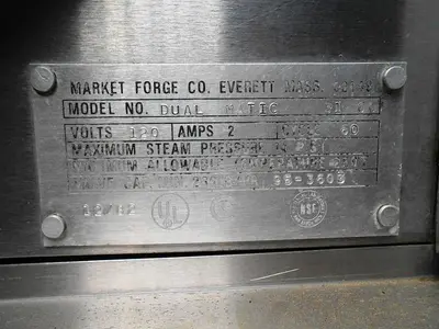USED 1980 MARKET FORGE DUAL MATIC 3100