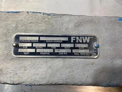 FNW MDL. 2020T14 SIZE 14" SLIDE GATE VALVE GATE 316 SS